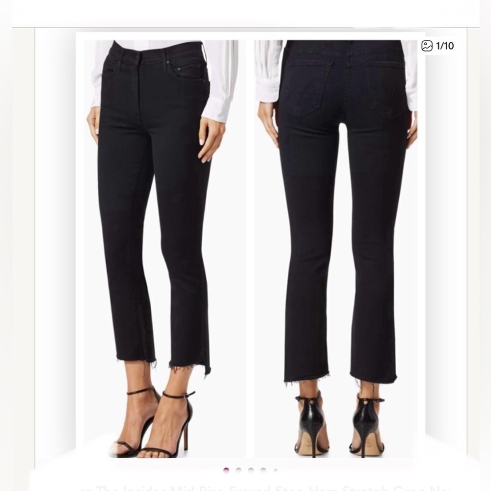 Mother The Insider Mid-Rise Frayed Step-Hem Stretch Crop Not Guilty 26  $228